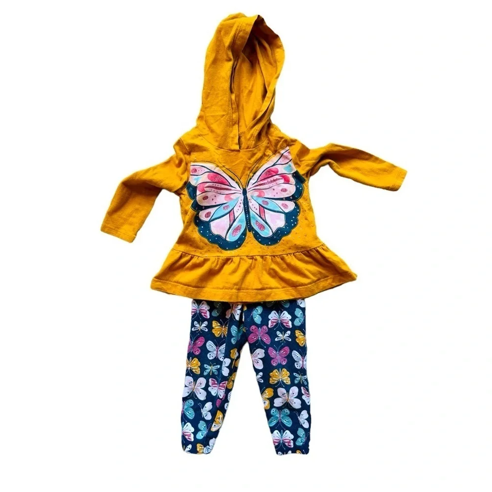 Carters baby girls butterfly outfit 2 piece set pants and shirt size 12 months